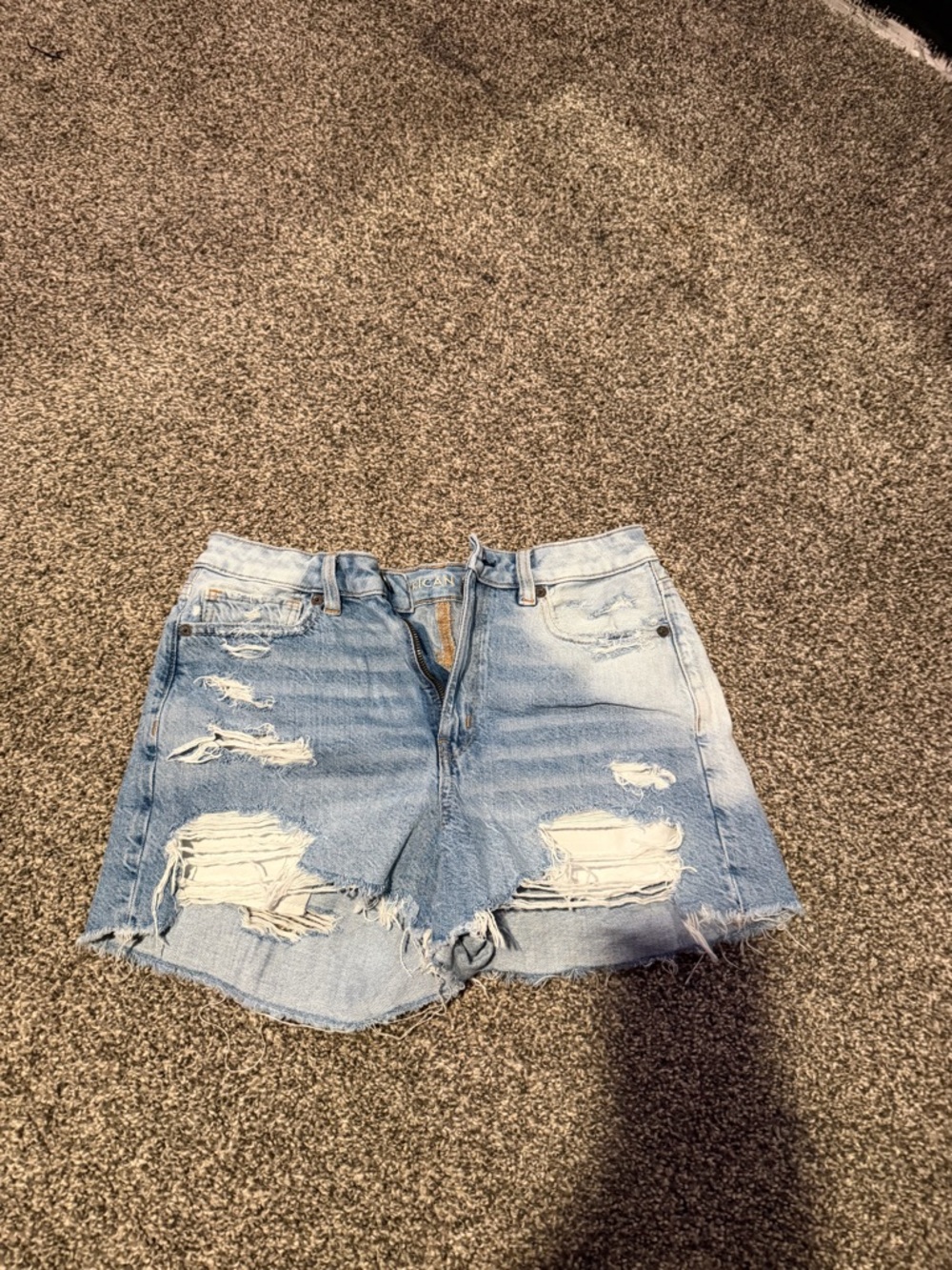 American Eagle Outfitters Light Blue Distressed Denim Jean Shorts